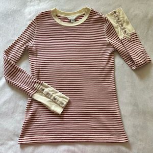 Sundance Red and White Striped Long Sleeve Tee